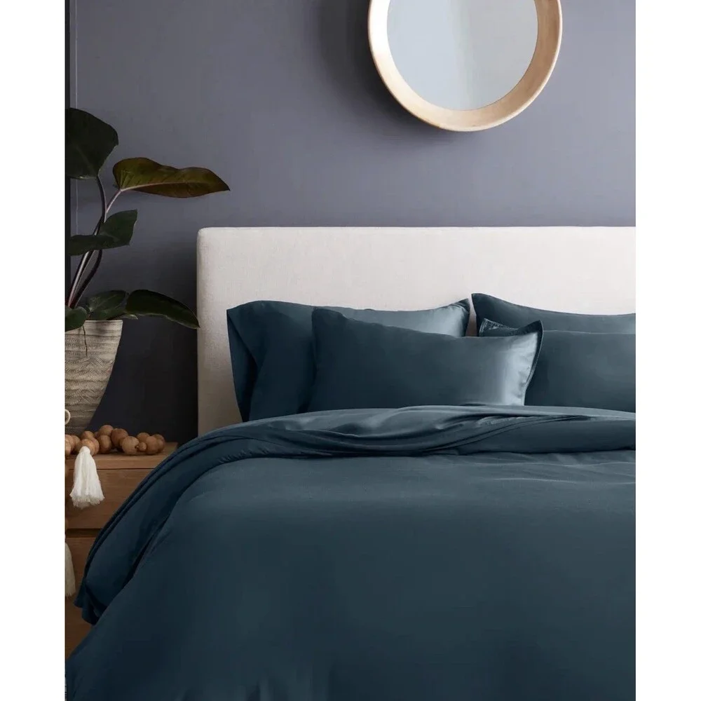 Quince Bamboo Duvet Cover Set King Cal King Nightfall Blue Gray NEW $154 Retail
